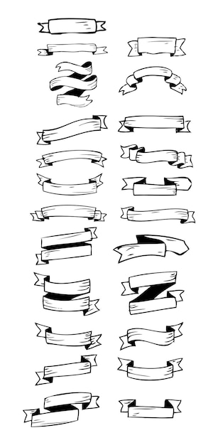 hand drawn vector ribbons