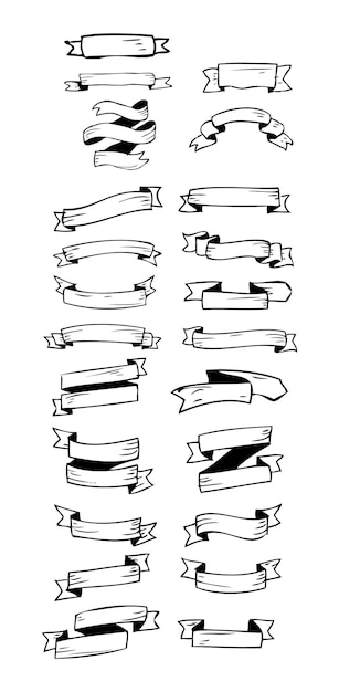 hand drawn vector ribbons