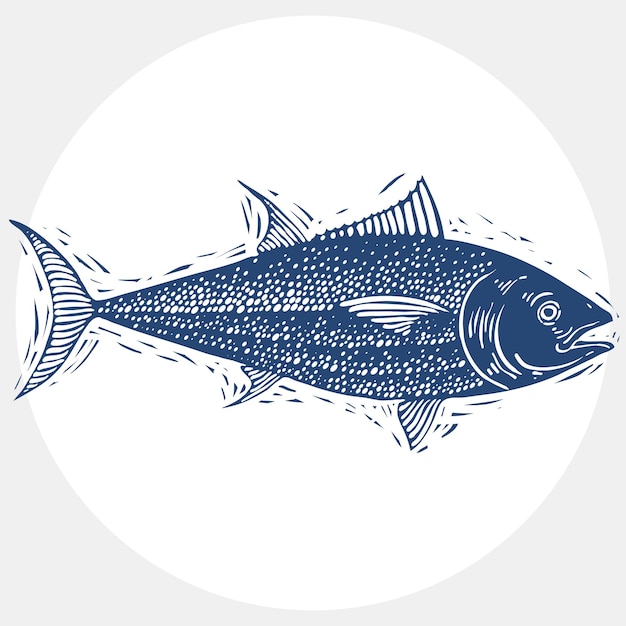 Vector hand drawn vector simple fish isolated, seafood graphic element. underwater life, illustration of single fish.