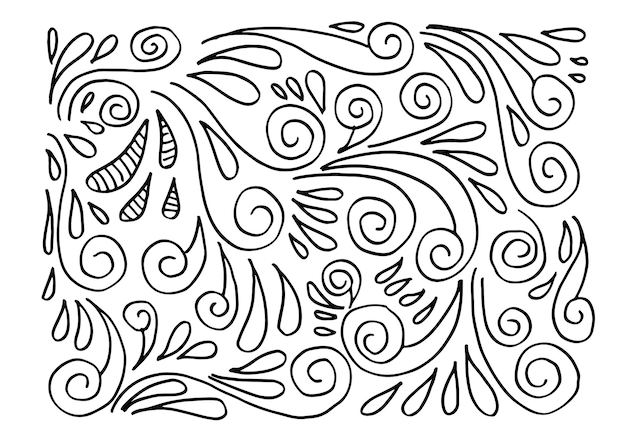 Hand drawn vector sketchy Doodle cartoon set of curls and swirls decorative elements for concept design