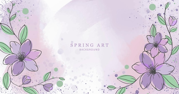 Hand drawn vector spring illustration with flowers branches leaves buds in delicate shades for cards presentations design covers