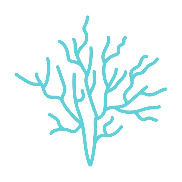 Hand drawn vector trendy coral reef illustration underwater ocean flora flat icon