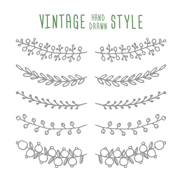 hand drawn vector vintage floral elements