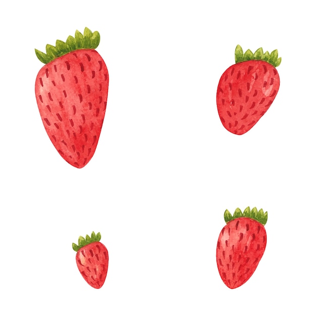 Hand drawn vector watercolor strawberry Fresh summer berry for print card sticker textile