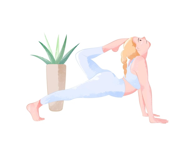 Vector hand drawn vector watercolor yoga poses