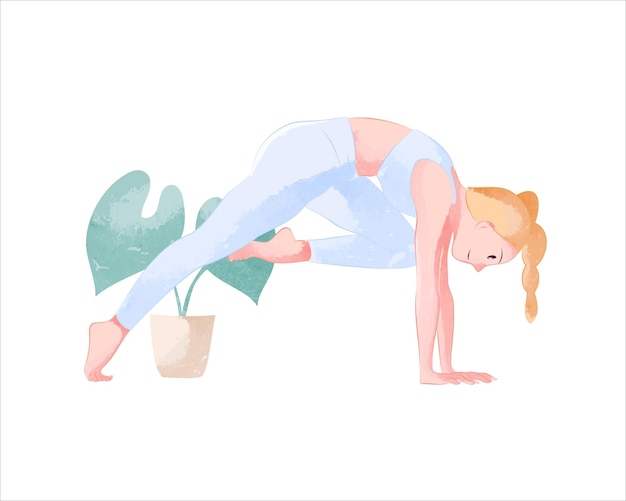 Hand drawn vector watercolor yoga poses