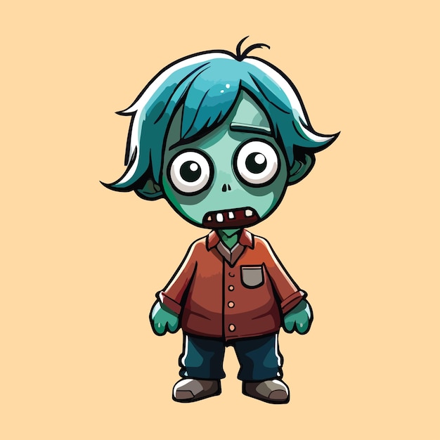 Hand drawn vector zombie kids illustration