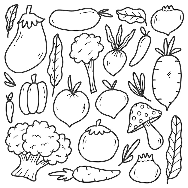 hand drawn vegetable doodle cartoon design