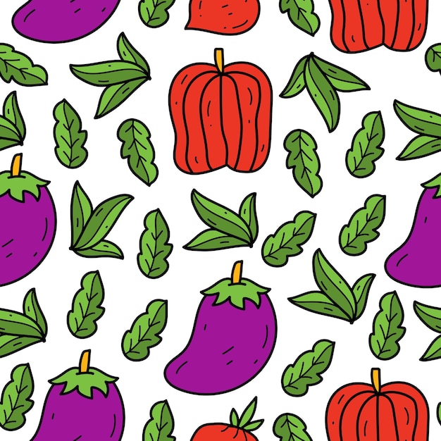 Hand drawn vegetable doodle cartoon pattern design