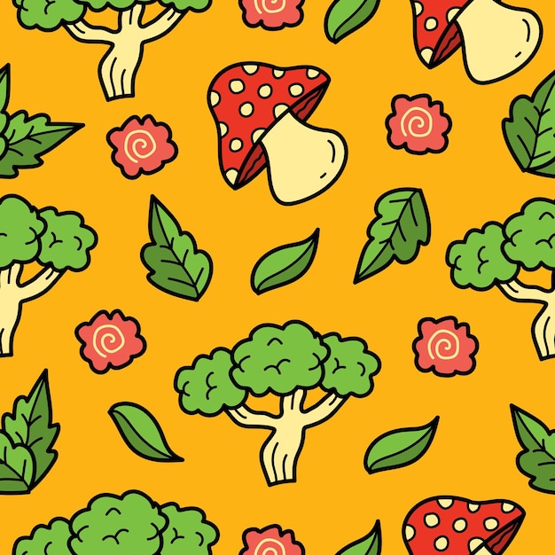 hand drawn vegetable doodle cartoon seamless pattern design