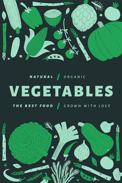 Vector hand drawn vegetables poster