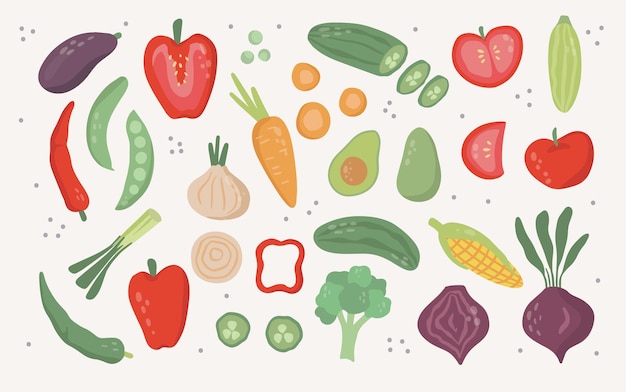 Hand drawn vegetables set