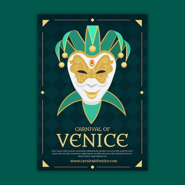 Vettore manifesto di carnevale veneziano disegnato a mano