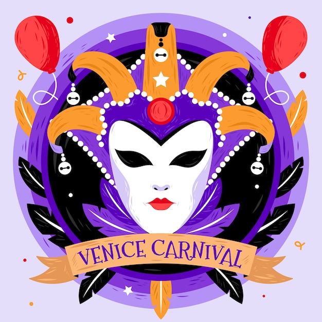 Vector hand drawn venice carnival illustration