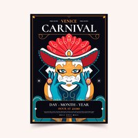 Hand drawn venice carnival vertical poster template