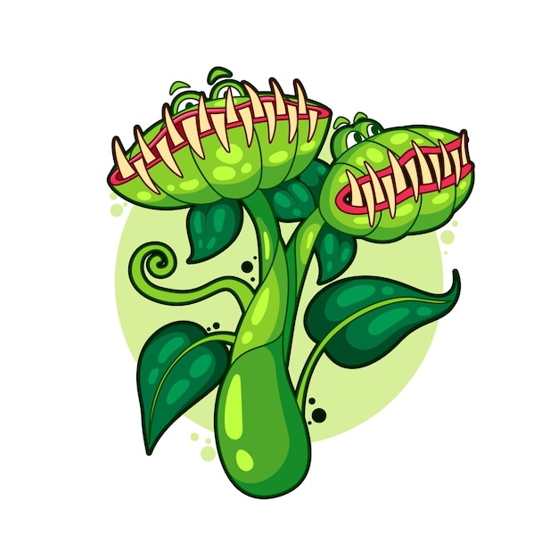 Vector hand drawn venus flytrap cartoon illustration