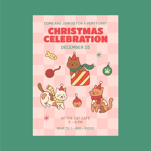 Vector hand drawn vertical poster template for christmas season celebration