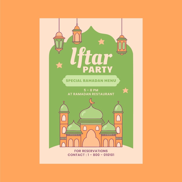 Hand drawn vertical poster template for islamic ramadan celebration