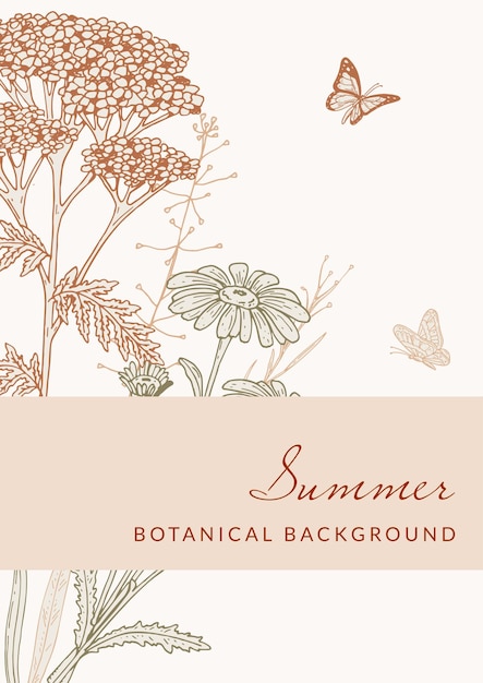 Hand drawn vertical summer wildflowers design Vector illustration in sketch style