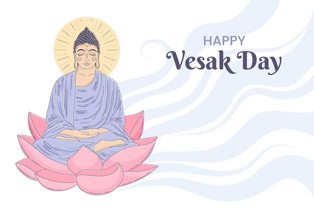 벡터 손으로 그린 vesak 배경