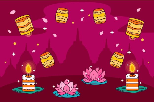 Vector hand drawn vesak background