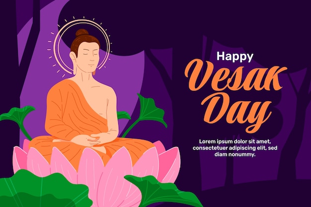 Vettore sfondo del giorno di vesak disegnato a mano