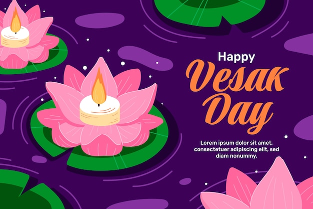 Vettore sfondo del giorno di vesak disegnato a mano