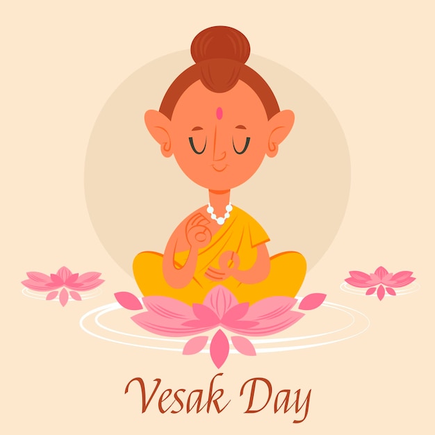 Hand drawn vesak day illustration