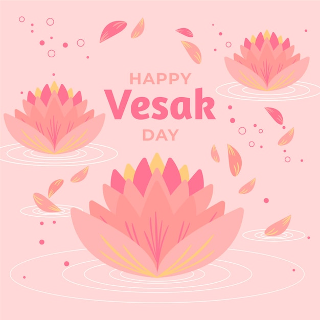 벡터 손으로 그린 vesak 하루 그림