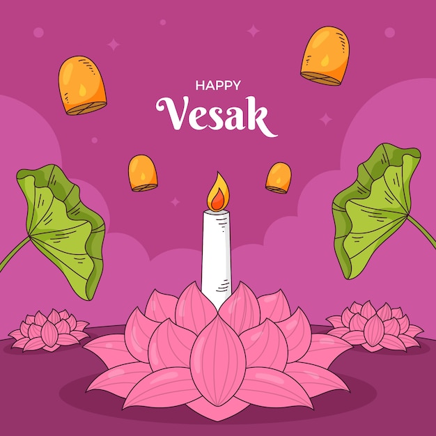 Vettore illustrazione di vesak disegnata a mano