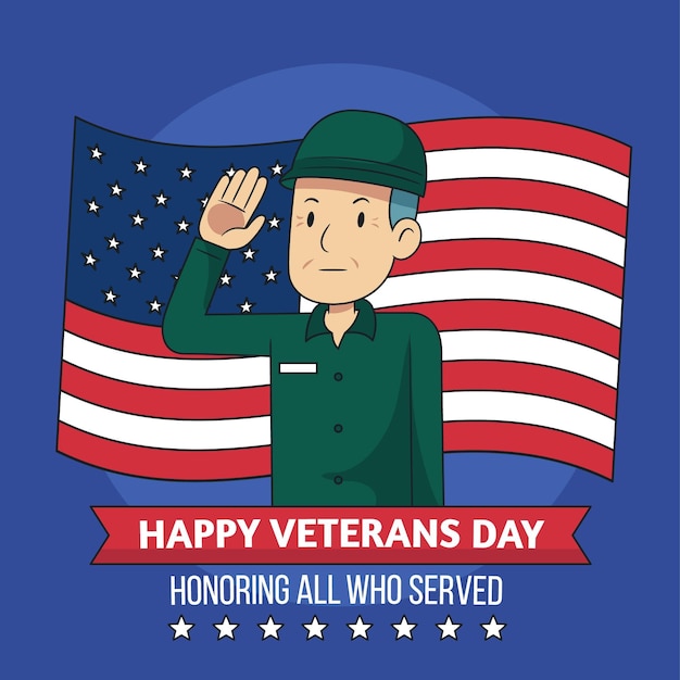 Vettore illustrazione disegnata a mano del giorno del veterano