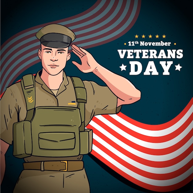 Hand drawn veterans day illustration