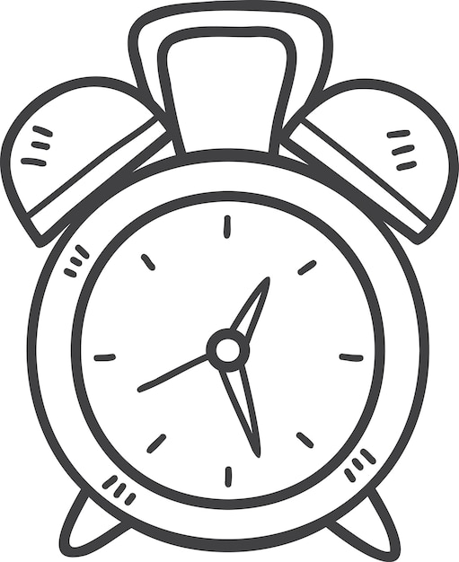 Vector hand drawn vintage alarm clock illustration