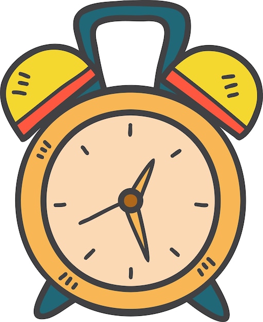 Vector hand drawn vintage alarm clock illustration