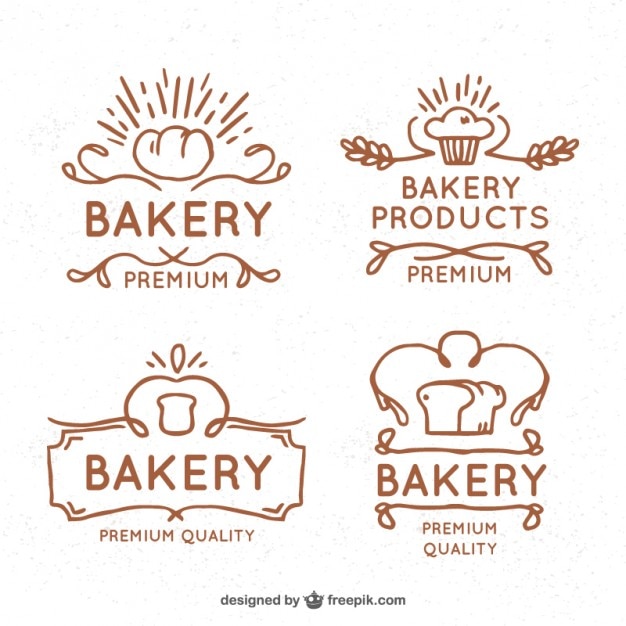 Hand drawn vintage bakery logos