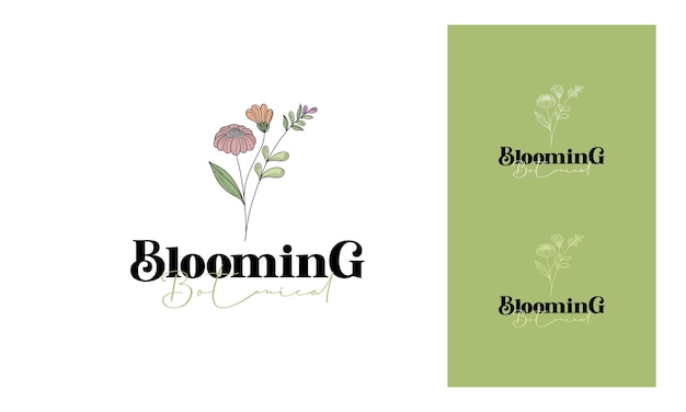 hand drawn vintage blooming flower logo botanical logo collection hand drawn illustrations of flowers