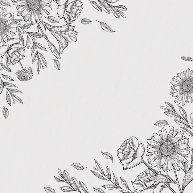 手描きのヴィンテージ植物の花の背景