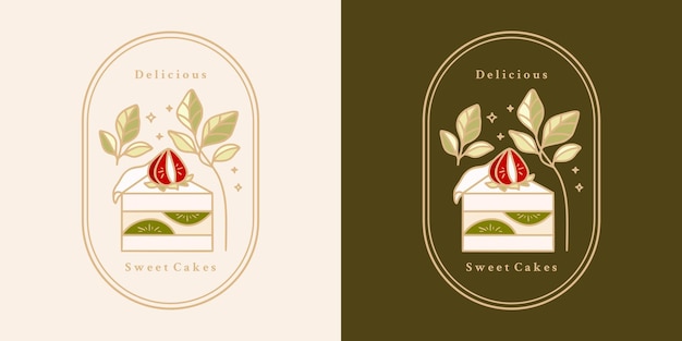 Hand drawn vintage cake labels set