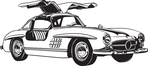 Vector hand drawn vintage car vector illustration