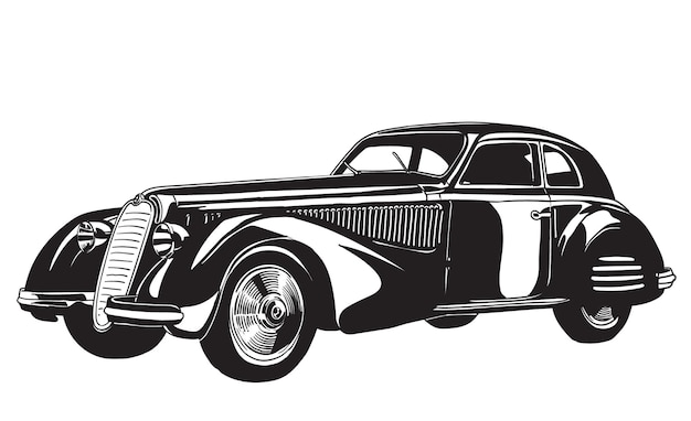 hand drawn vintage car vector illustration