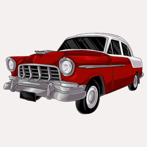 Vector hand drawn vintage car