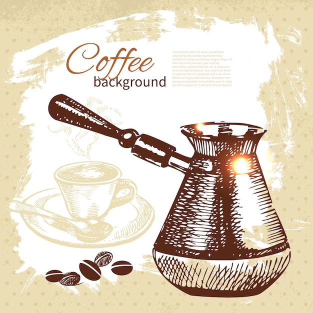 Vector hand drawn vintage coffee background