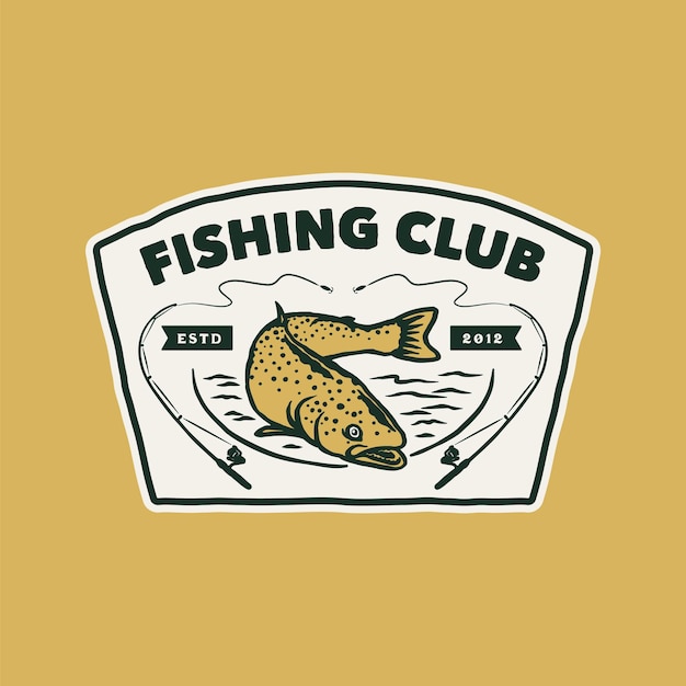 Hand Drawn Vintage Fishing Club Logo Label