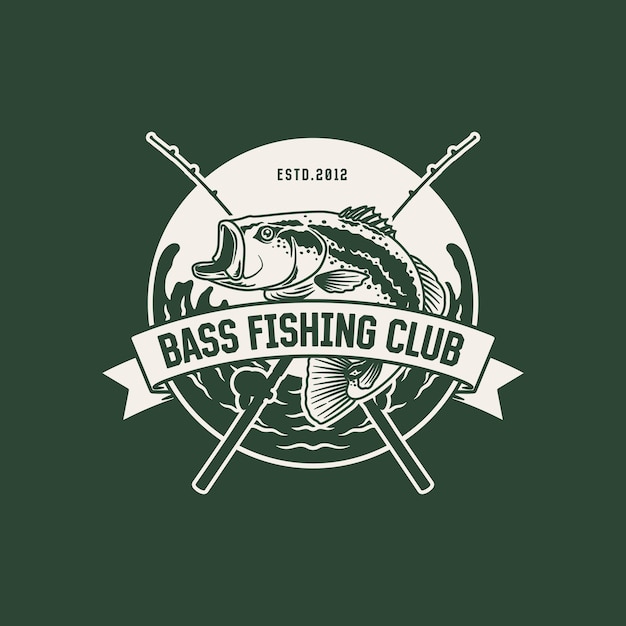 Hand Drawn Vintage Fishing Club Logo Label