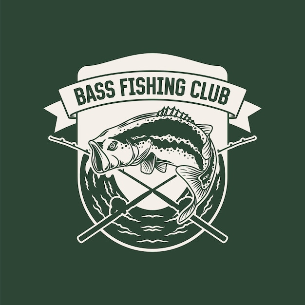 Hand Drawn Vintage Fishing Club Logo Label