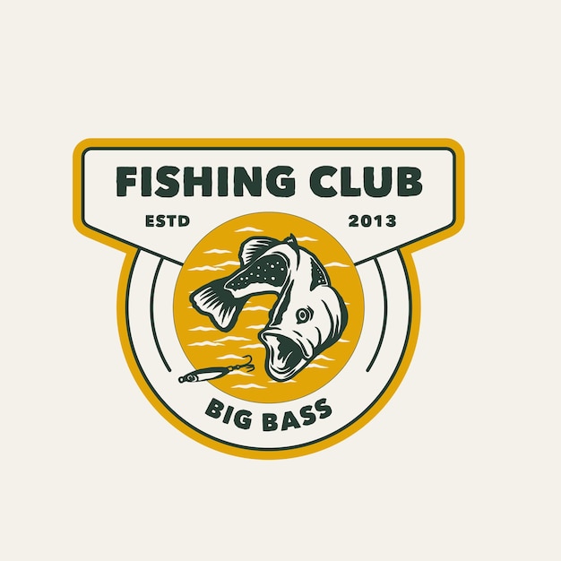 Hand Drawn Vintage Fishing Club Logo Label