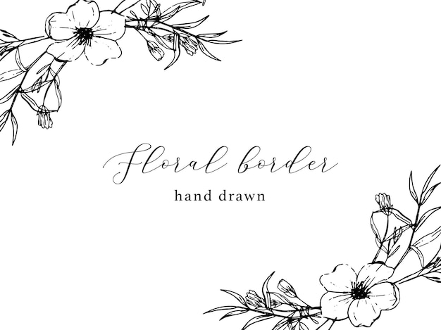 Hand drawn vintage floral border