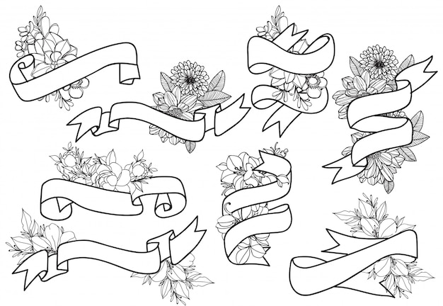 Vector hand drawn vintage floral elements. set of flowers, icons and decorative elements.