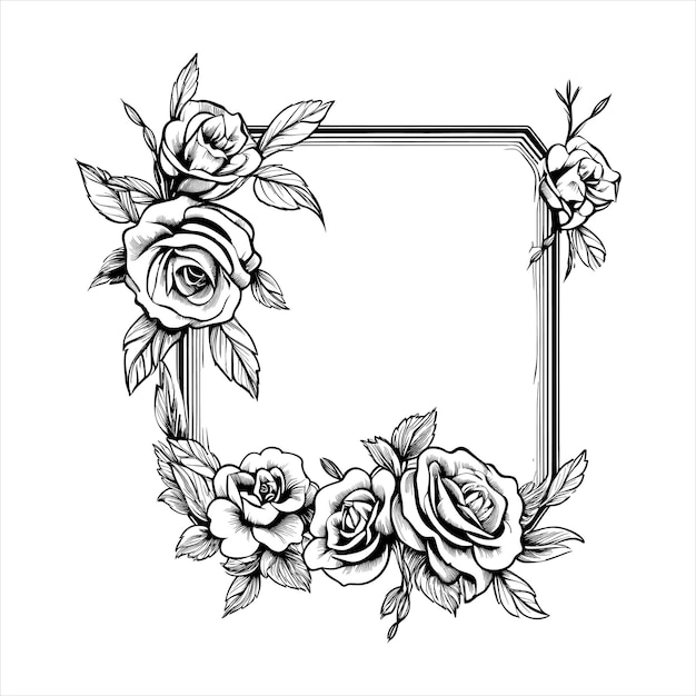 Vector hand drawn vintage flower frame vector