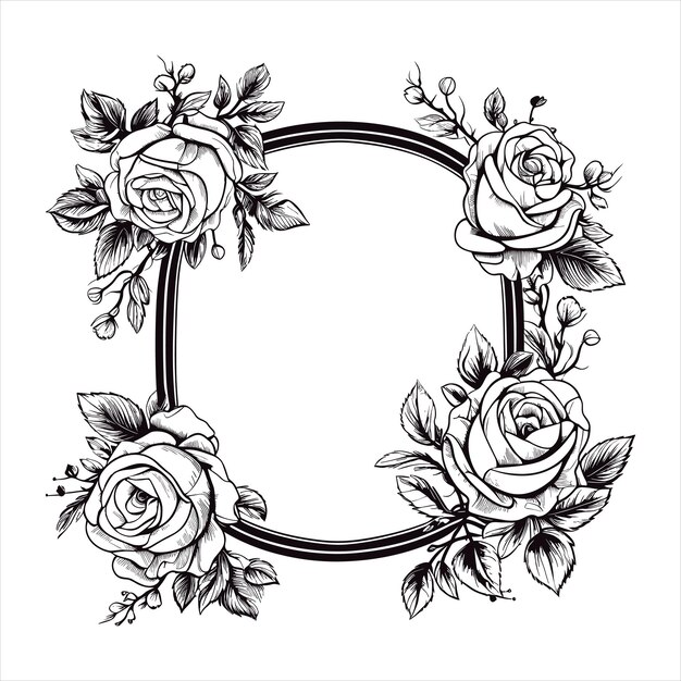 Vector hand drawn vintage flower frame vector